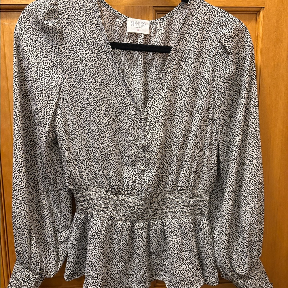 Sienna Sky Black and White Patterned Blouse